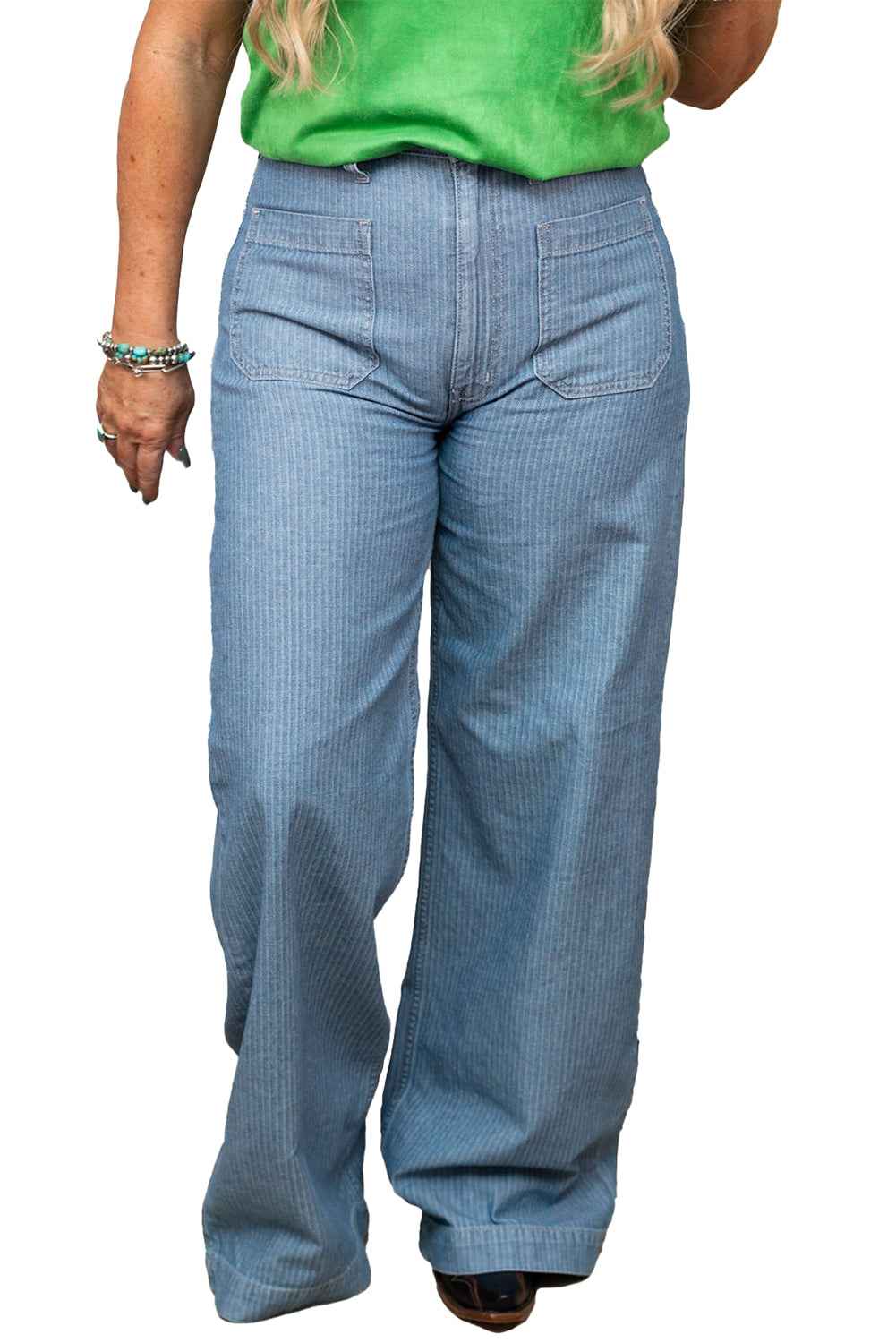 Dusk Blue Patched Pocket Textured Wide Leg Plus Size Jeans 53af7bc2132e7bf4