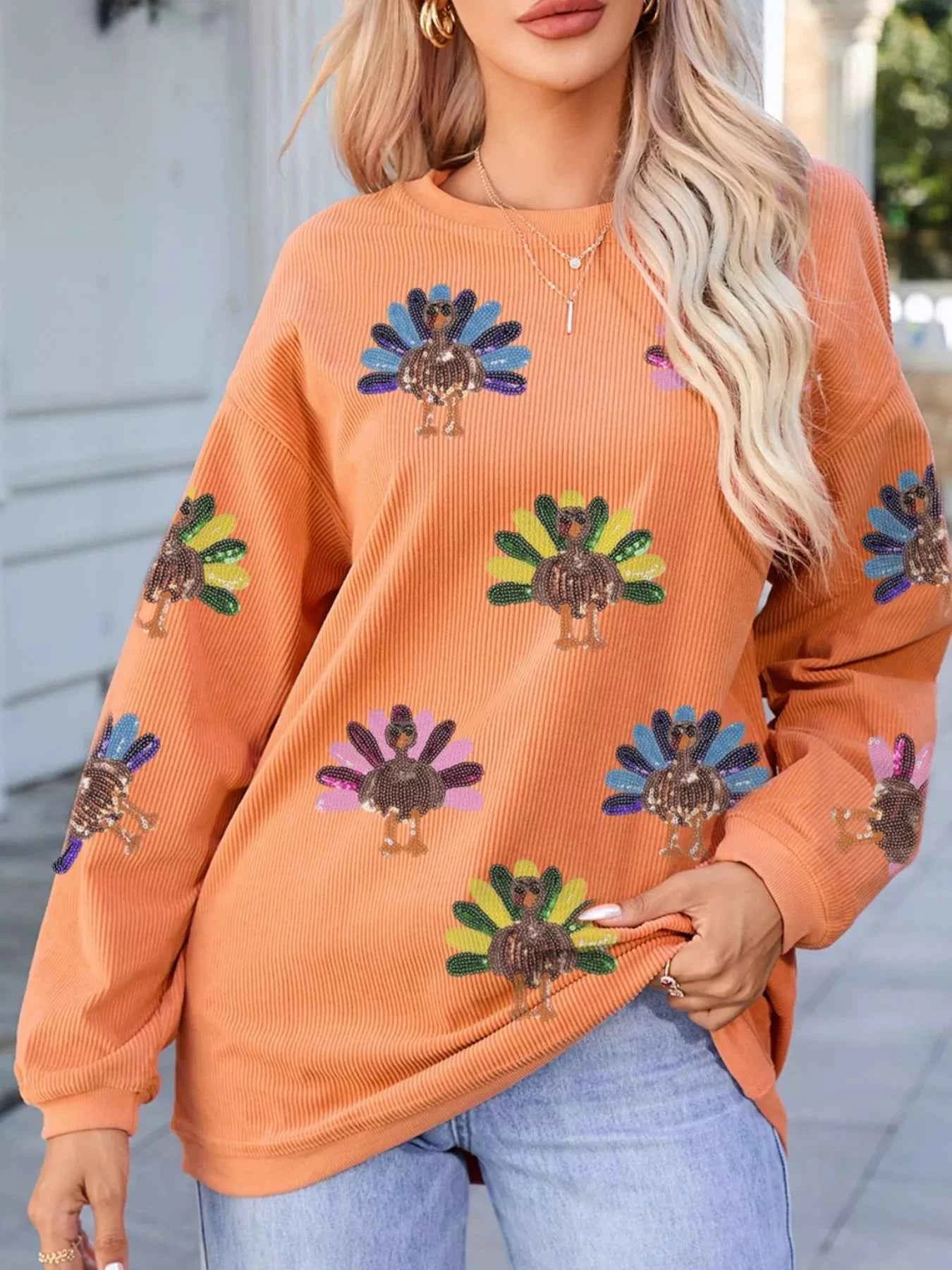 Turkey Graphic Corded Baggy Sweatshirt 53b879b2-697c-4465-a6d5-59638cad5eb9-Max-Origin