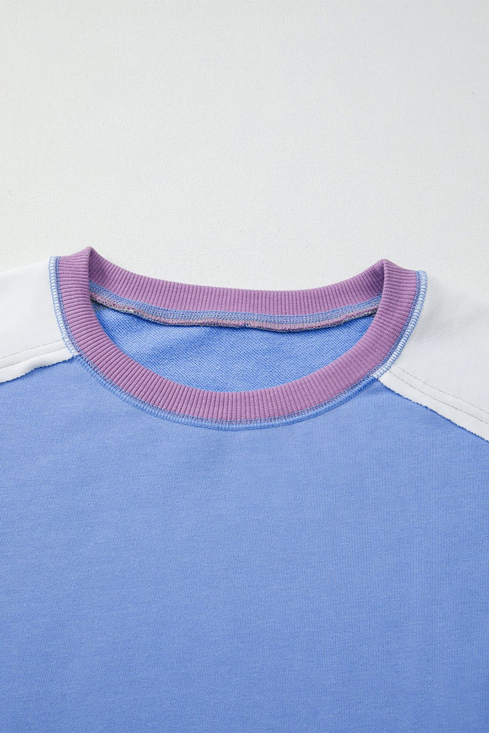 Blue Colorblock Patchwork Round Neck Pullover Sweatshirt 53bb61f1e108fd77