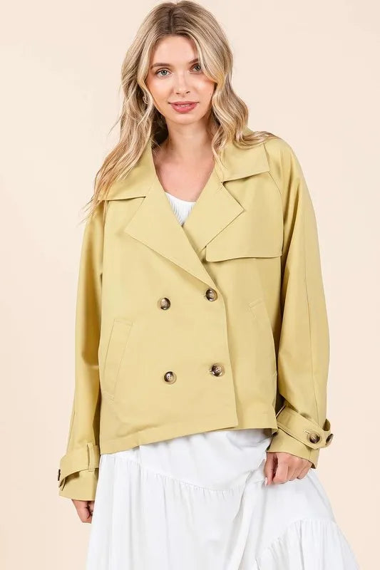 Double Breasted Long Sleeve Trench Coat Jacket 53c45def-988f-4e64-87c8-c8a6a5997406-Max