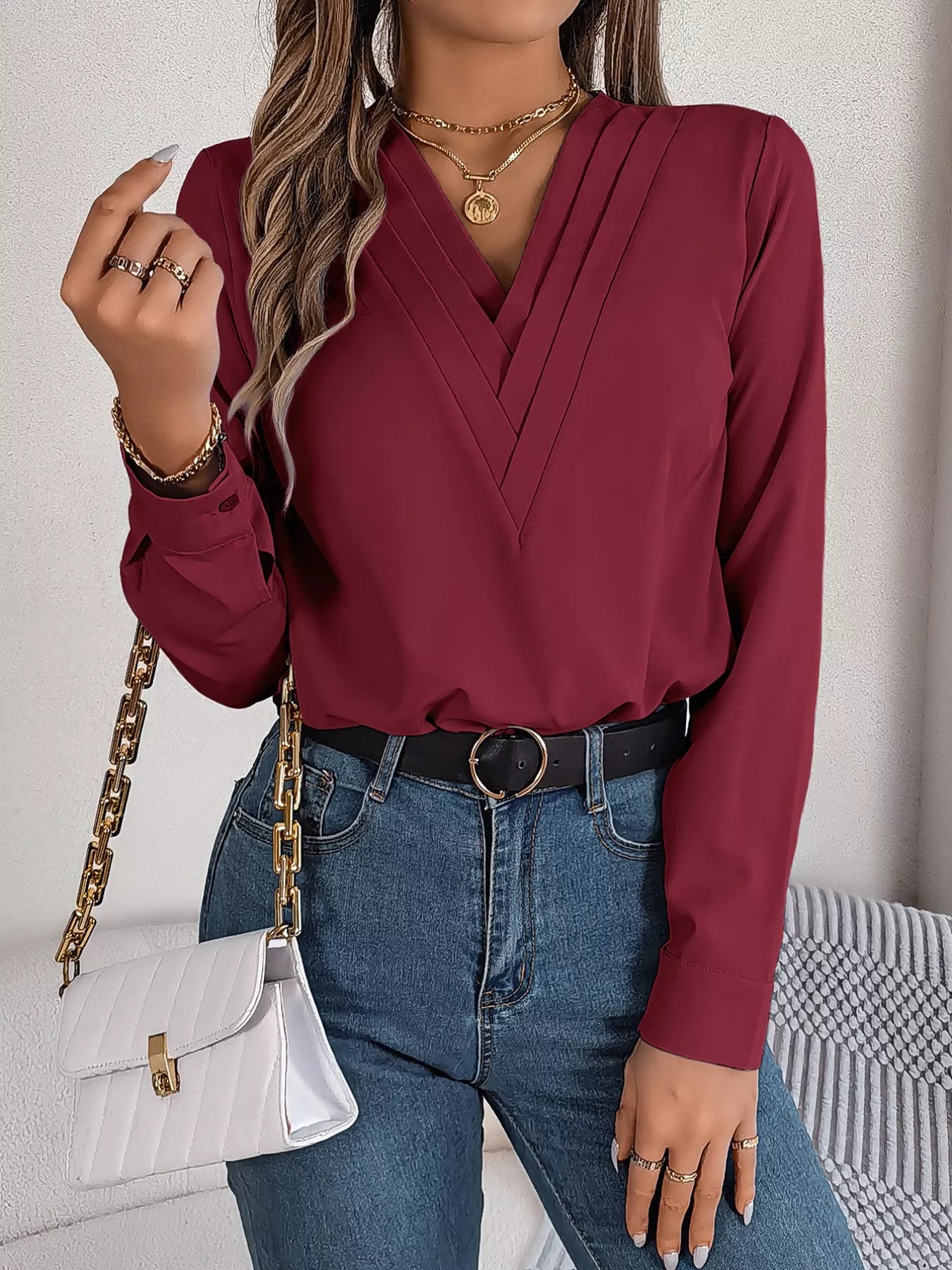 Layered V-Neck Long Sleeve Blouse 53c64b08-5679-4f25-9fdf-a0bdf494af9d-Max-Origin