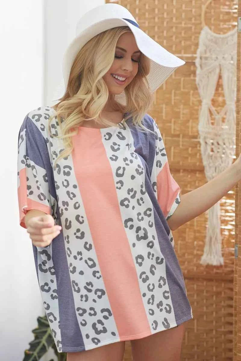 BiBi Leopard Stripe Printed French Terry Oversized Top PEACH NAVY 53db66d07d1f485481b5cf3f5b9f6204-Max-Origin