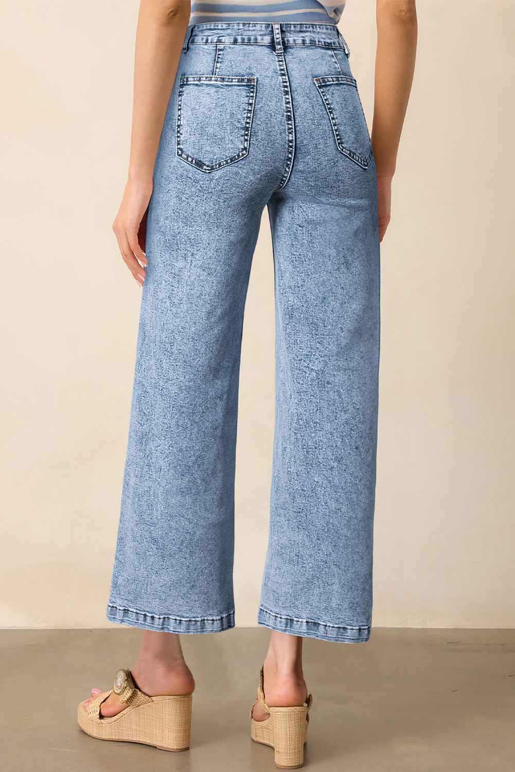 Sky Blue Chic Patch Pocket Straight Leg Loose Jeans 53e05af41223c5c1