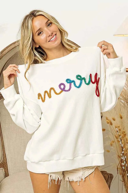 Merry Tinsel Lettering Drop Shoulder Sweatshirt 53e395dcc5474cd19110cd6f050bf8e2-Max-Origin