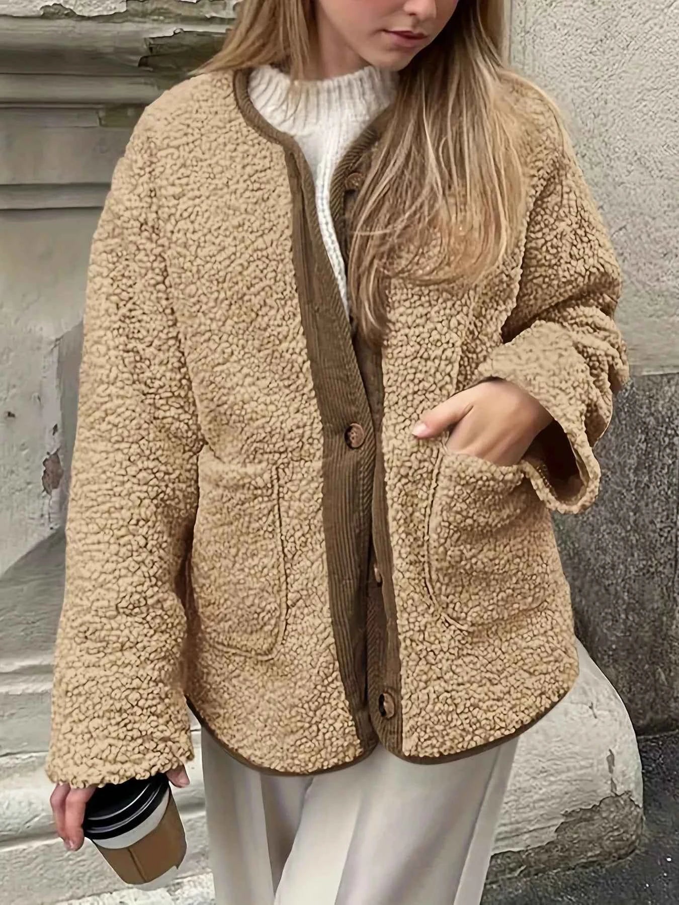 Sherpa Button-Up Outerwear Khaki 53e3b611-da47-4896-9ddb-1e847da86b77-Max-Origin