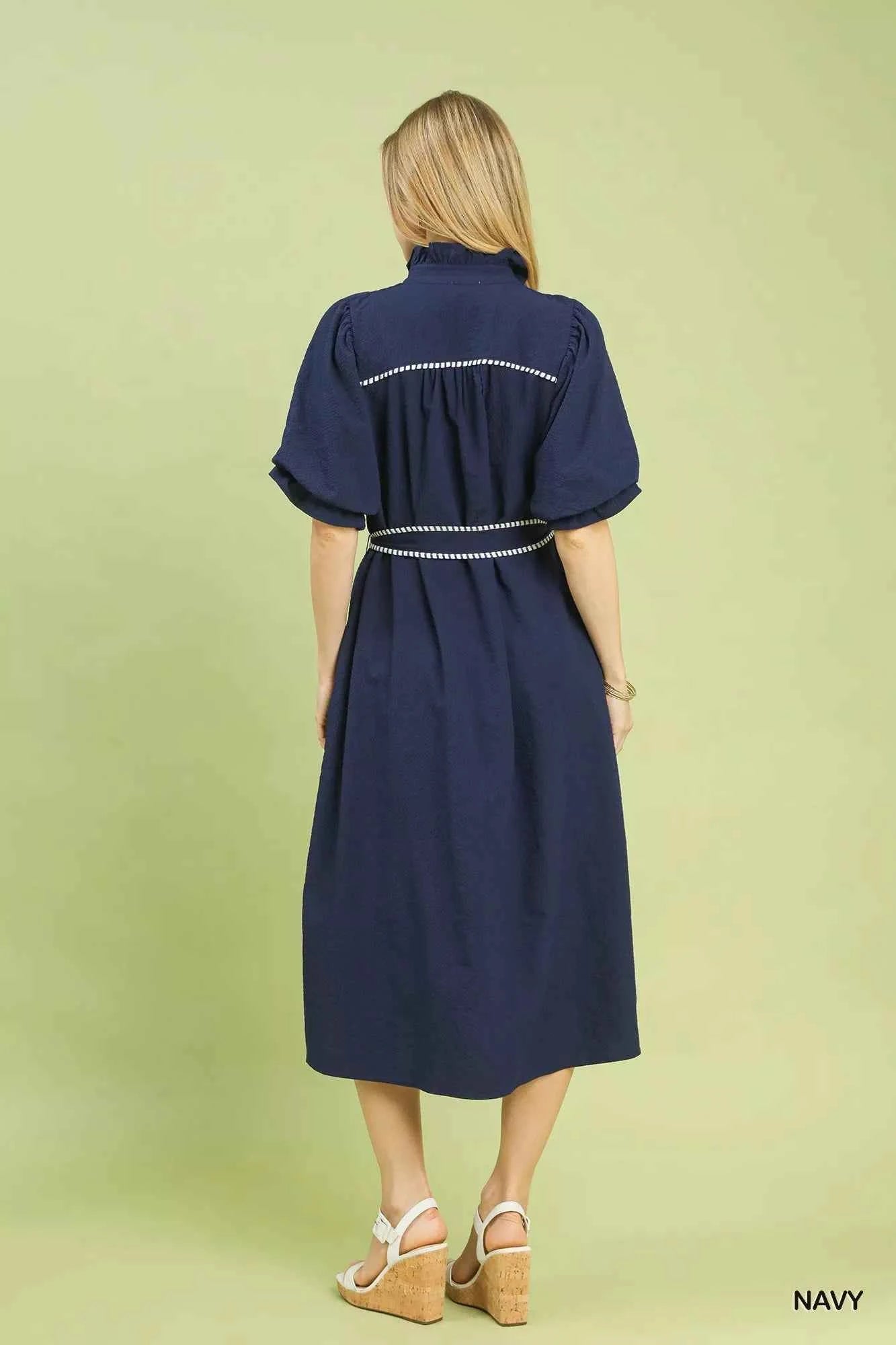 Umgee Ruffle Collar Midi Dress with Stripe Trim 53eaacfb-46ac-46a6-a7db-2f248c4324ac-Max-Origin