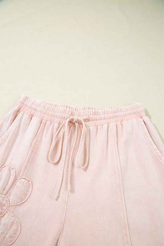 Floral Patch Mineral Wash Terry Knit Pants 53ed158c-33bd-42d5-b326-b4c6768b6589