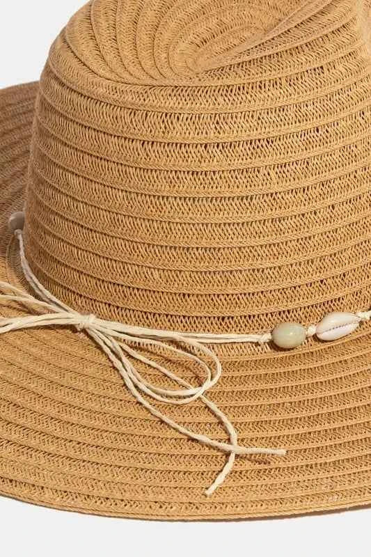 Fame Shell Beaded Wide Brim Straw Hat 53f02374-e895-4e95-851f-a2384f3a9d09-Max-Origin