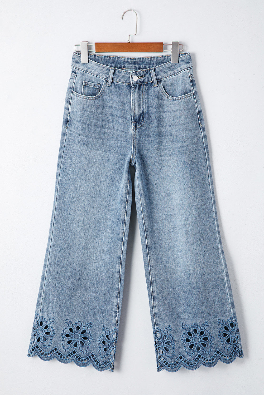 Dusk Blue Embroidered Cropped Wide Leg High Waist Jeans 53f42dd97b46c726