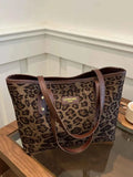 Leopard Polyester Tote Bag Khaki One Size 53ff5899-ee47-469d-8e98-2773f3e5d433-Max