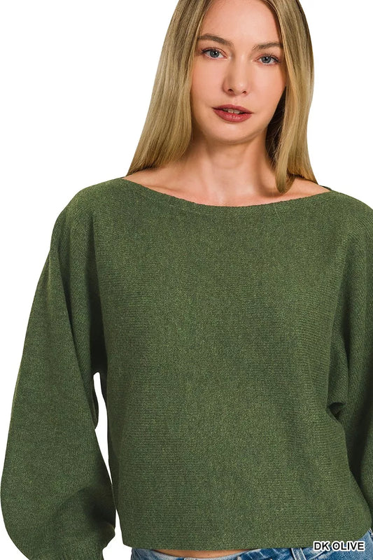 Boat Neck Balloon Sleeve Sweater 5401ac87dffc4a2d93b8691e4c77be51-Max-Origin