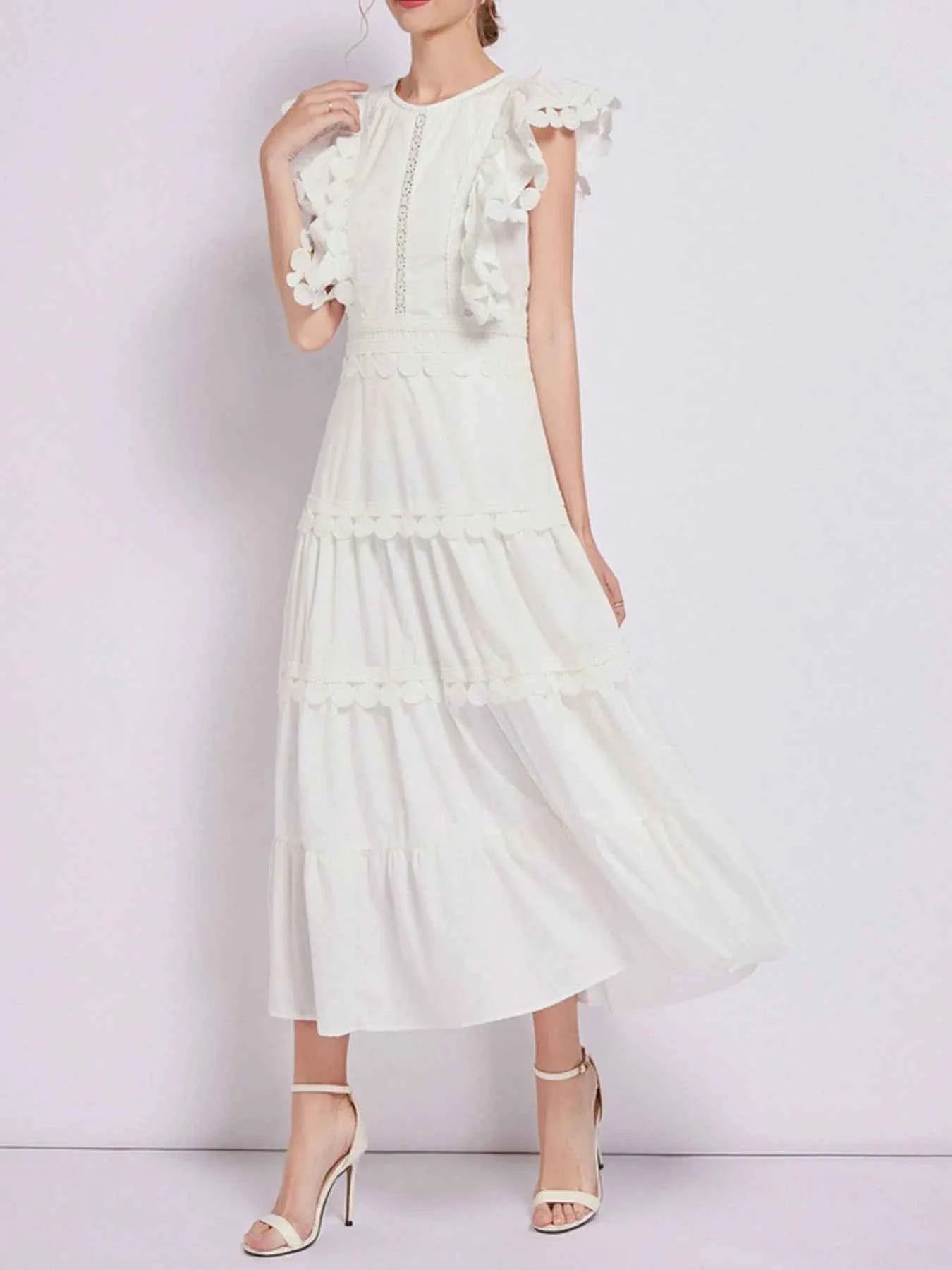 Sleeveless Ruffled Tiered Dress with Embroidered Trim White 5403ac46-142d-4515-a6f9-eb0aaf7ee23e-Max-Origin