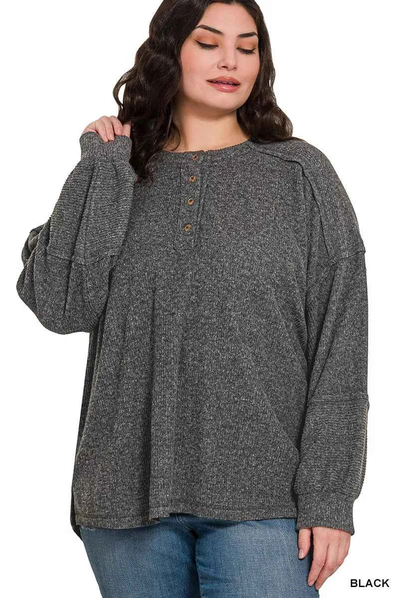 Zenana Full Size Ribbed Brushed Hacci Melange Henley Sweater Plus Size 540b6546-dc84-4ade-87b4-66c309041e7c-Max-Origin