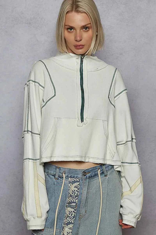 POL Contrast Stitching Zip Front Sweatshirt 540da028-8c6f-49dd-8c0a-35f4f40b73ac-Max-Origin