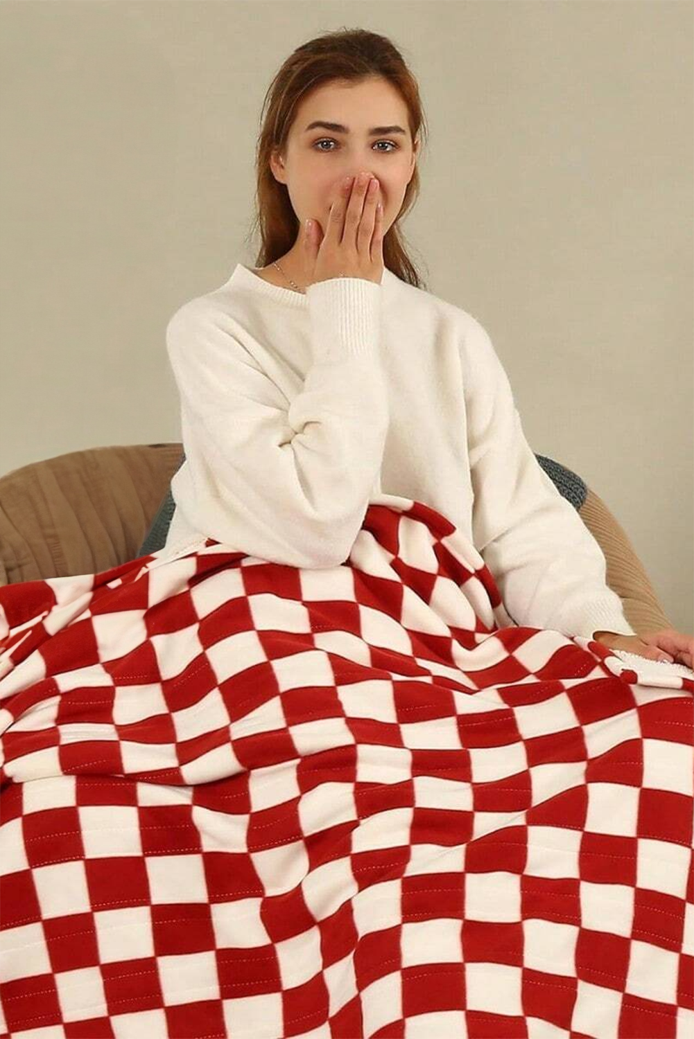 Black & White Checkerboard 127*152cm Flannel Blanket 5413361d3004df2a