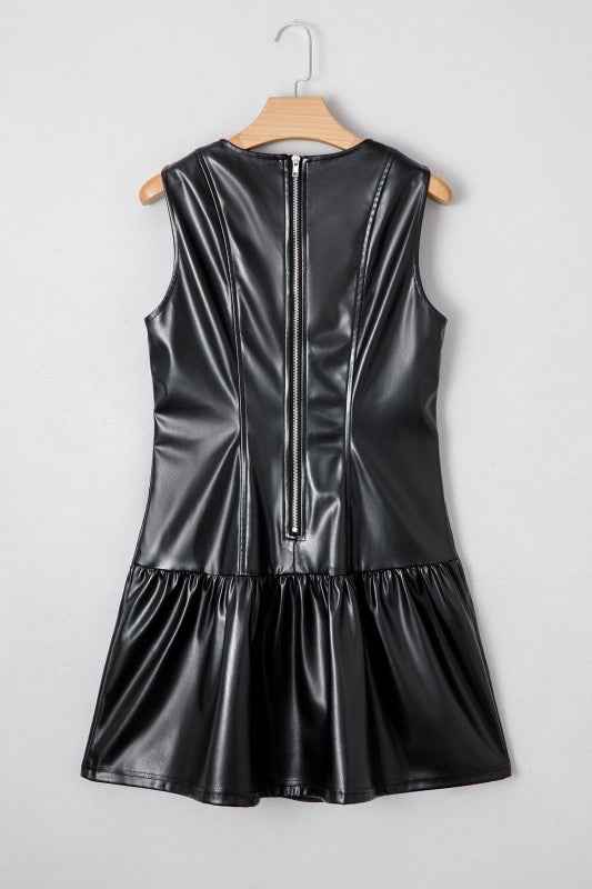 Faux Leather Ruffle Hem Sleeveless Mini Dress 54156a99-bfa1-43e7-8d7e-915874afb4ac_a4b83c38-dacd-4383-875a-2e3397ddafdd