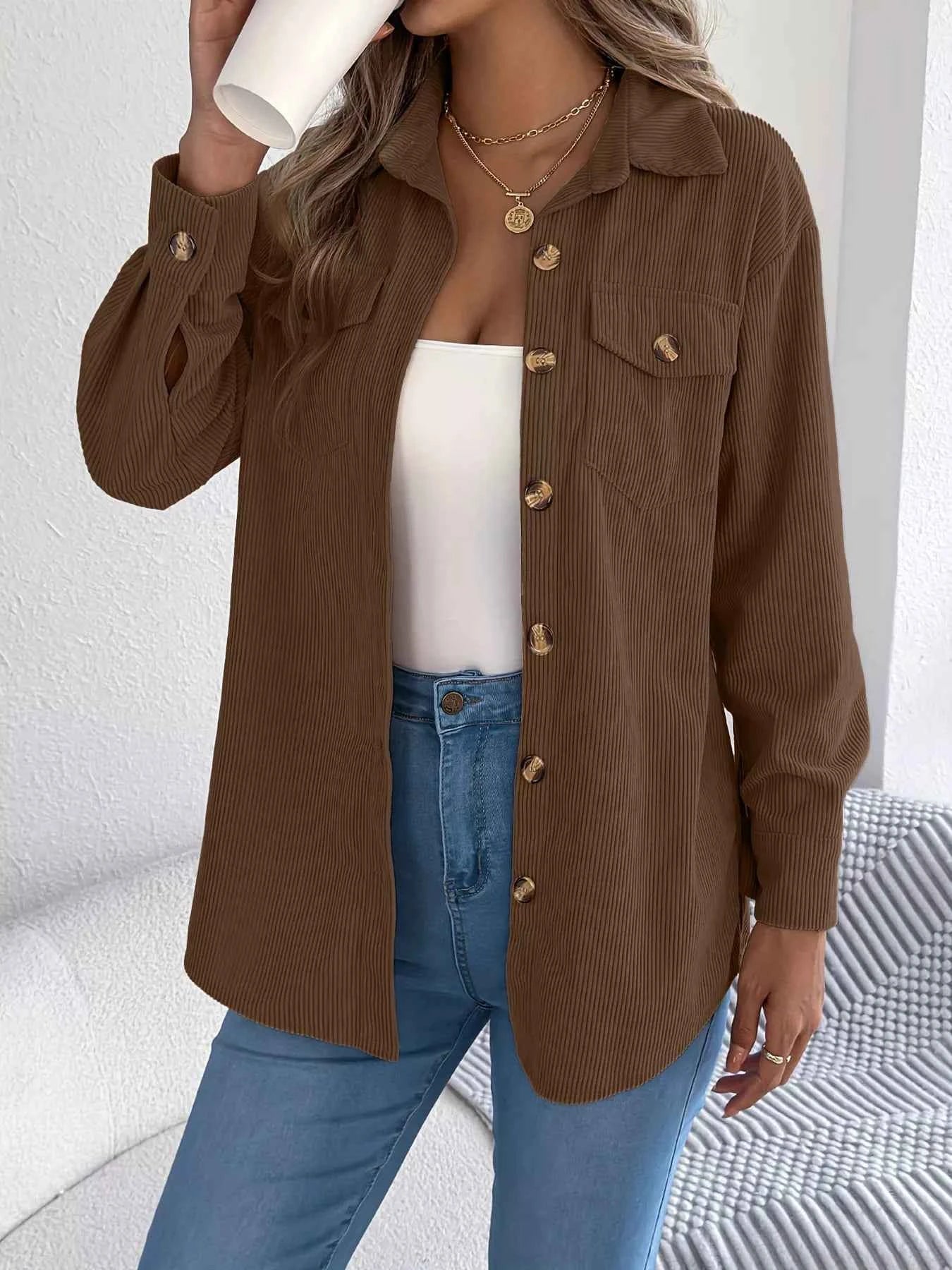Corduroy Button-Up Long Sleeve Shacket 541704a3fd8149e4bd5fe4533328c085-Max-Origin