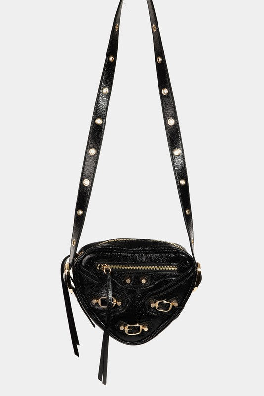 Fame PU Leather Triangle Crossbody Bag