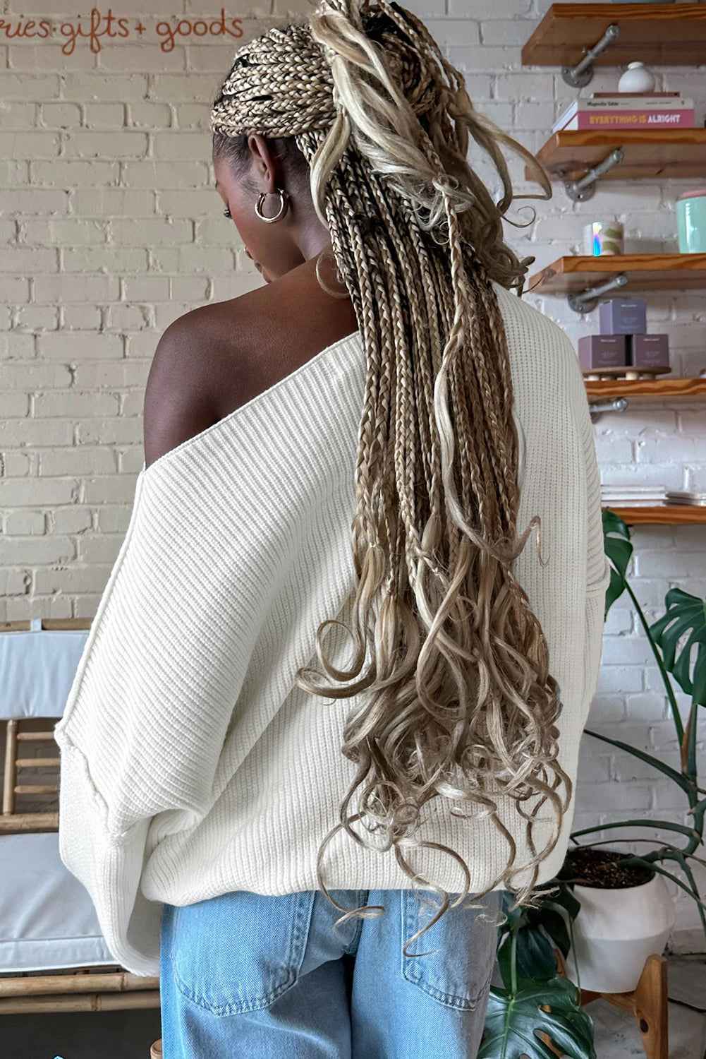 White Asymmetric Neck Drop Shoulder Baggy Slouchy Sweater 543263145a02b627