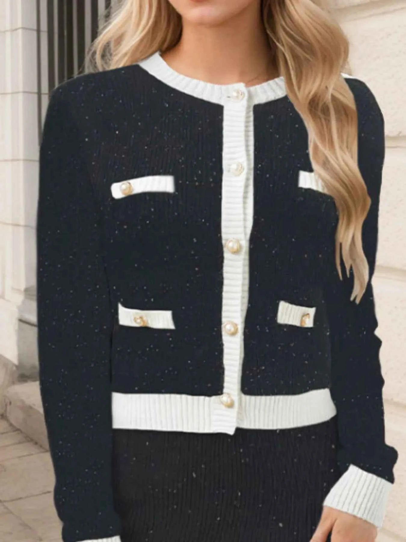 Contrast Trim Ribbed Top and Skirt Sweater Set 54367361-0829-446a-8005-9e31d3578061-Max-Origin