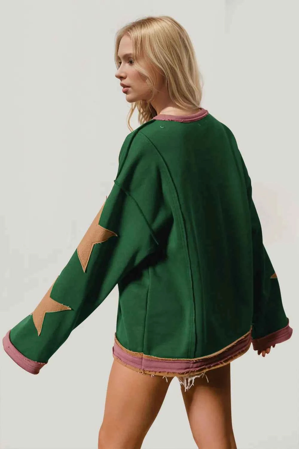 Double Take Star Patched Long Sleeve Sweatshirt 543ef71b-dfd6-4c24-a436-bdce0a71e166-Max