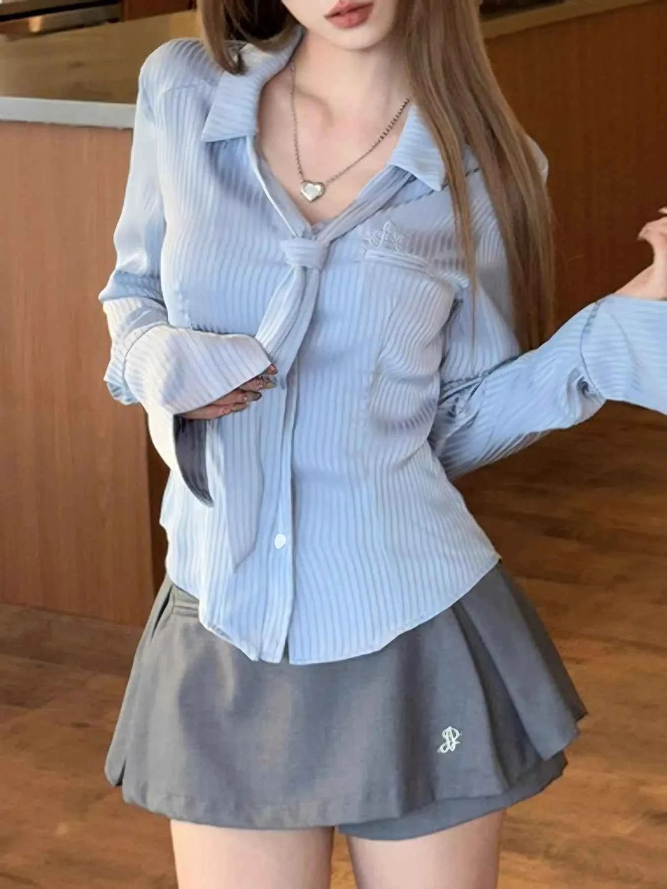 Button-Up Long Sleeve Shirt with Tie 54543905dae640abab66c210281b2d9d-Max-Origin