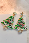 Bright Green Rhinestone Christmas Tree Drop Earrings Bright Green ONE SIZE 100%Alloy 545b89b21140d2d4