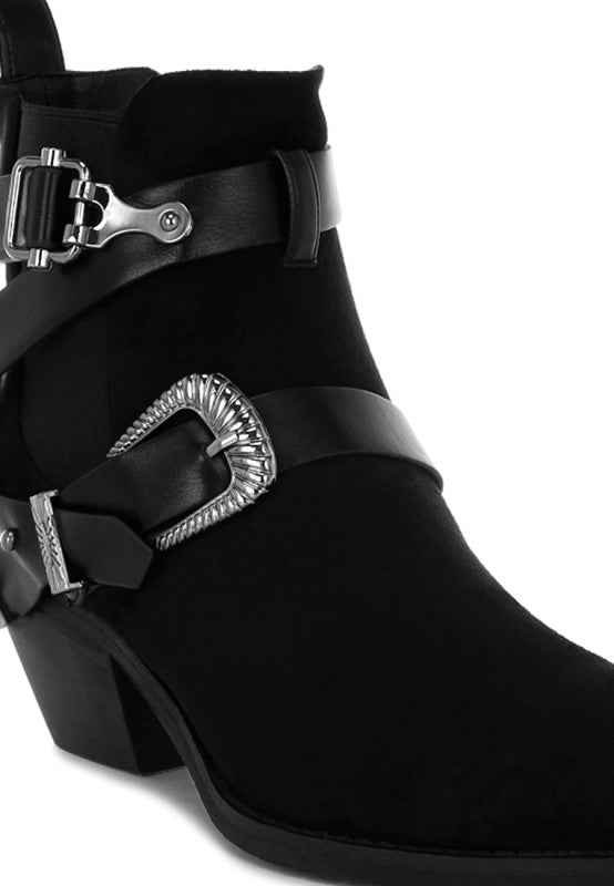 Raveta Microfiber Buckle Strap Western Boots 545beb36-7b3e-422b-b62a-3d8bf0f1c435