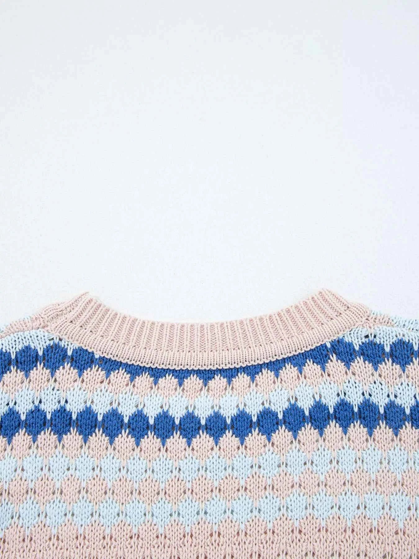 Stripe Eyelet Patterned Drop Shoulder Sweater 545d8434464345a0b0f2ea43ca1ae036-Max-Origin