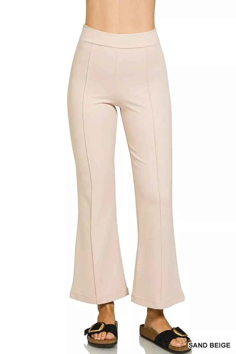 Zenana Heavy Ponte Elastic Waistband Pintuck Pants SAND BEIGE 54643d9d50d04190bfdde1ee3c0651ca-Max-Origin