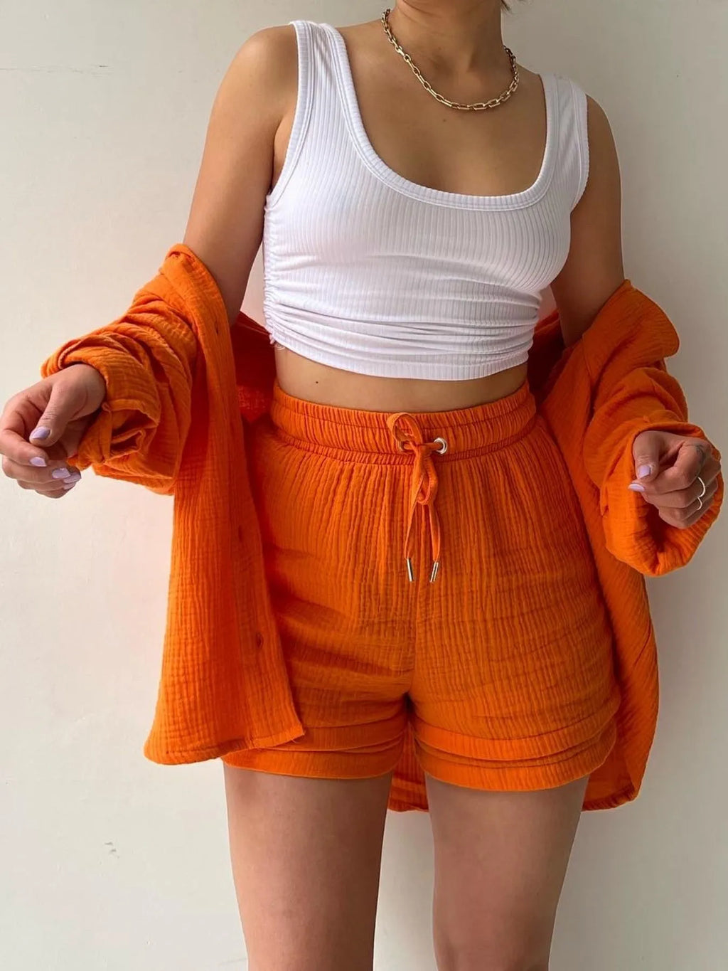 Textured Button Up Shirt and Shorts Set 5466f2bb-6dde-40d1-86f5-d8c89f265b1e-Max-Origin