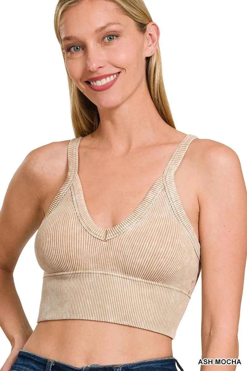 Zenana Washed V Neck Seamless Cropped Bra Top 546a1abb55e044e2883d9f59cfae264c-Max-Origin