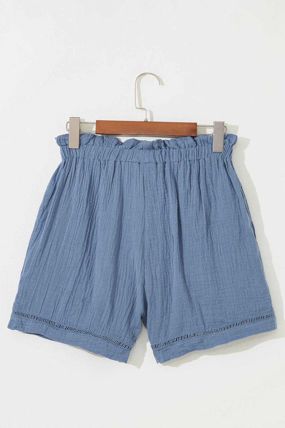 Sail Blue Cotton Gauze Paperbag Shorts 546c9cc902df9571