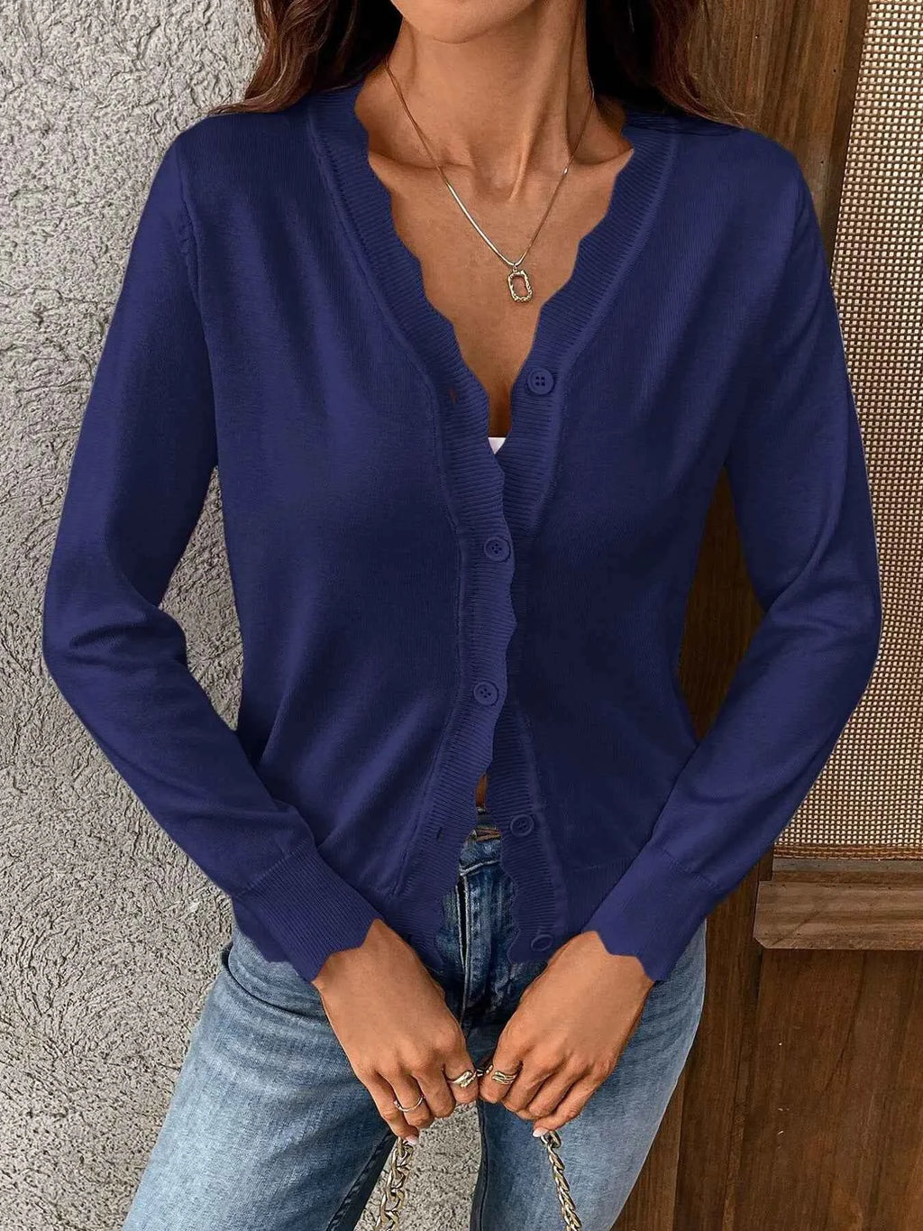 Ribbed Edge Button-Up Knit Cardigan 546cacd4ae9043f3b3daab490f7c0da6-Max-Origin