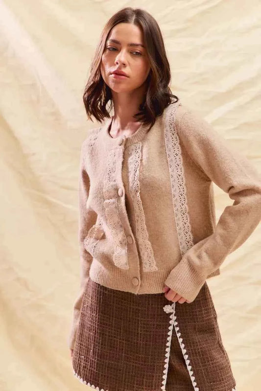 Front Lace Trim Button Cardigan Sweater 546f6366dcaa436cab51bf51d50e7644-Max-Origin