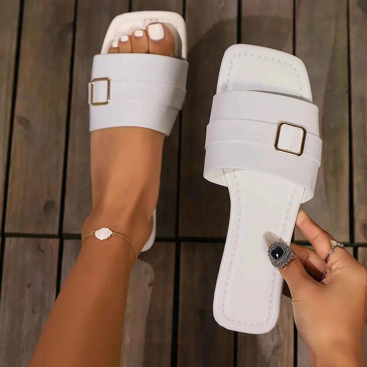 Open Toe Flats Sandals White 54771fe3-e200-437a-8d41-7e6dca80ad58-Max-Origin