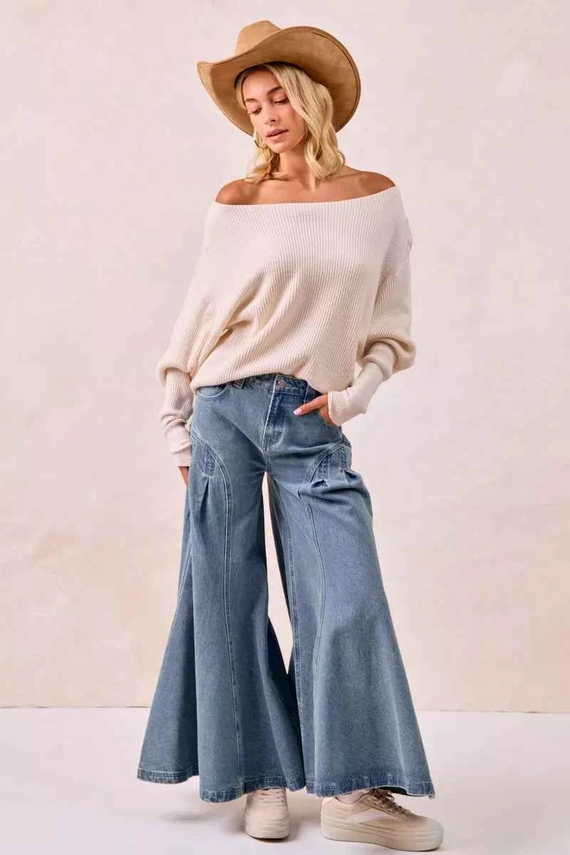 BiBi Waffle Knit Off Shoulder Top 5488df8c80f84badaf47c686277cf65c-Max-Origin