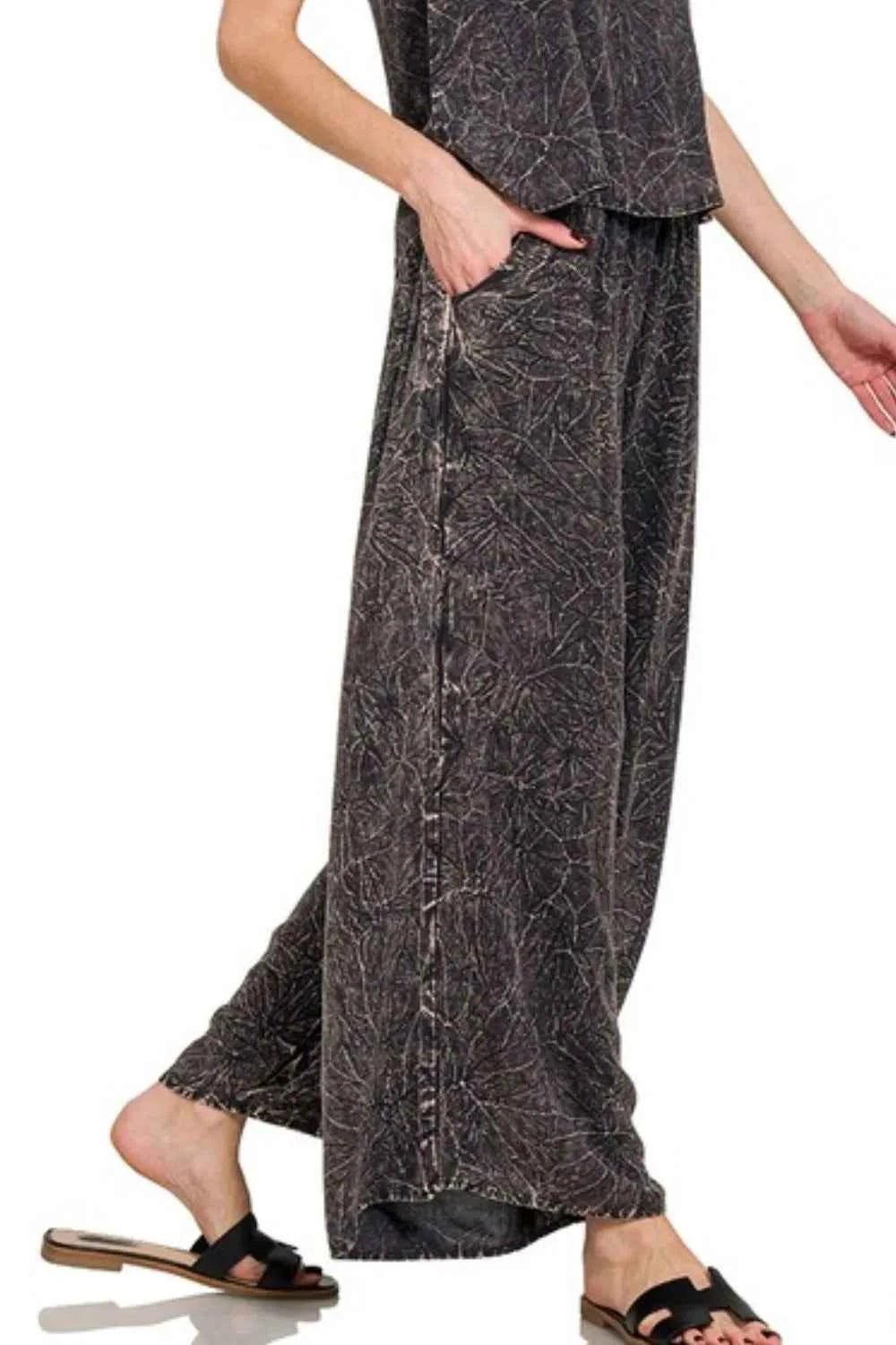 Zenana Woven Acid Crinkle Washed Cami & Pants 2 Piece Set 548cdb52-413d-4850-8e8e-c9bba39773ca-Max-Origin