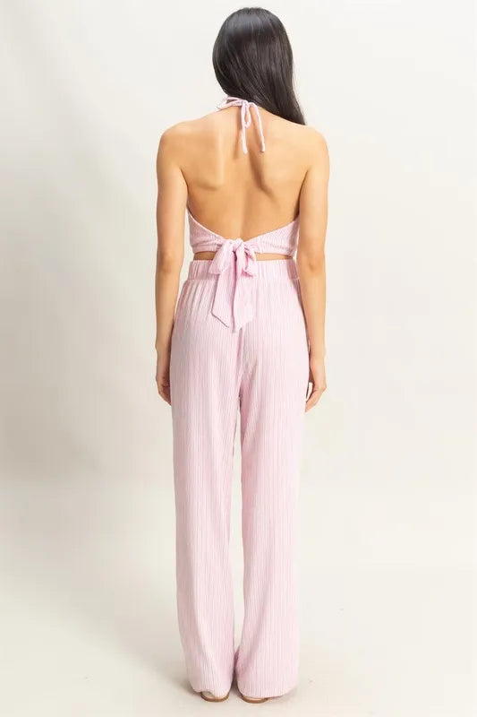 Striped Halter Neck Top and Pants Set 549eac4ba2be47a789443aeeaea0e950-Max-Origin