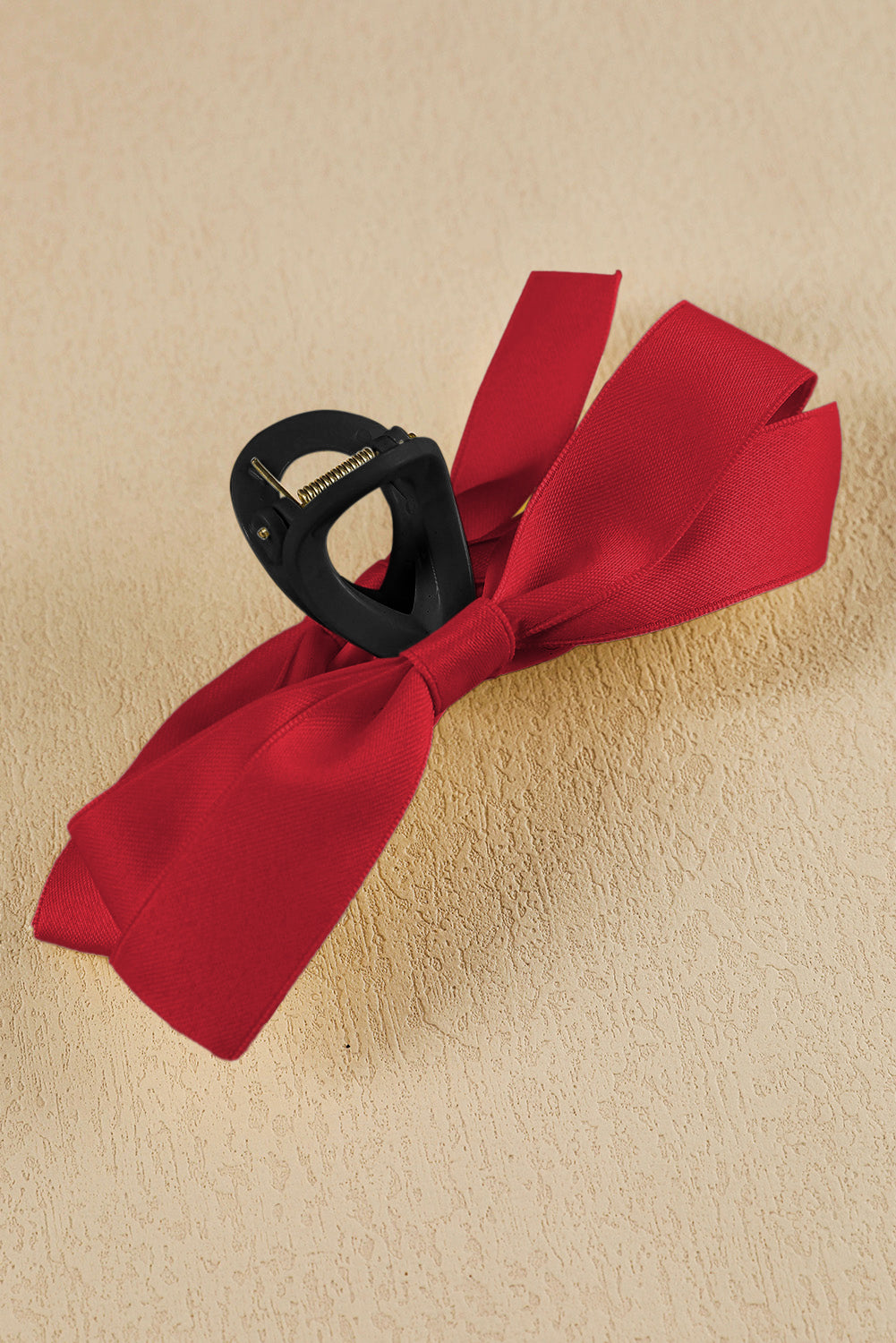 Light French Beige Solid Color Ribbon Bow Decor Hair Clip 54ad5fb61586ec05