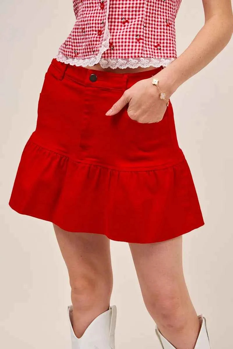 SO ME Ruffled Hem Game Day Mini Skirt 54b0e52dfd864cee8ce5ee63a585fa49-Max-Origin