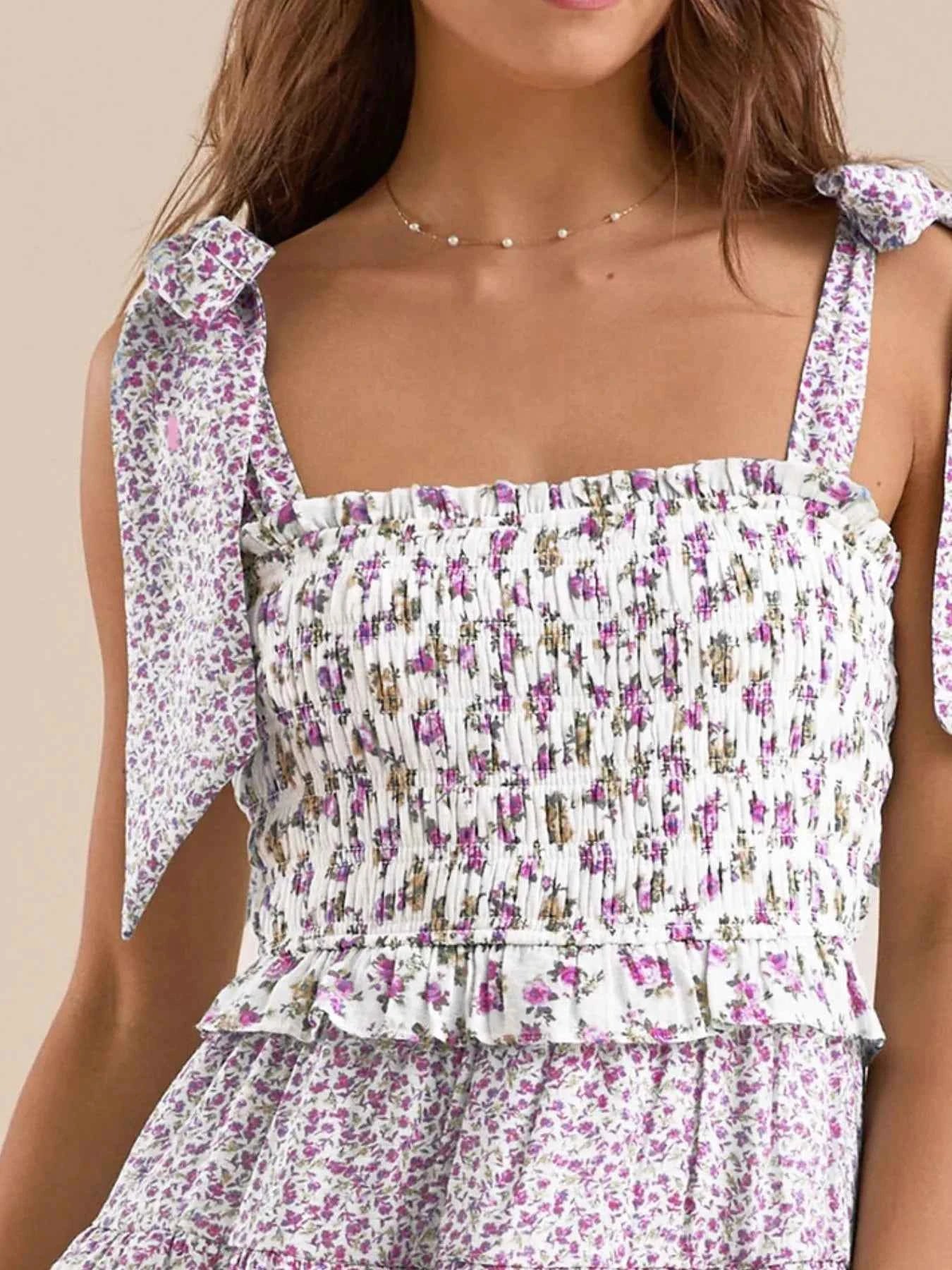 Floral Smocked Tie-Shoulder Summer Dress 54b66d03-70c2-43a0-bb79-86b5ba98f5bc-Max-Origin