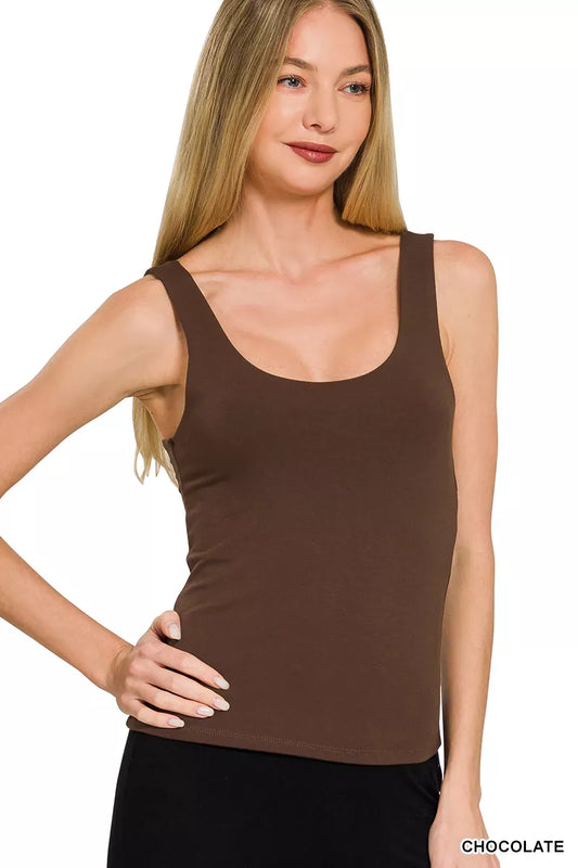 Double Layered Double Scoop Tank Top CHOCOLATE 54bd282e-f4f9-4469-8c90-49e38d1e48ce-Max-Origin