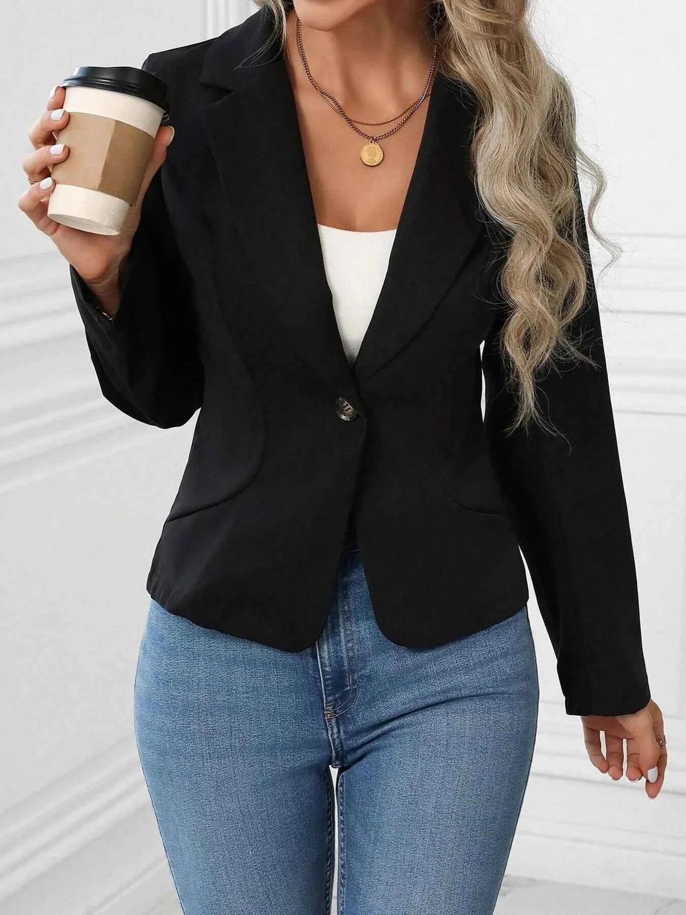 Single Button Slim Long Sleeve Blazer 54c3c7ee5f5c432aa78d73339a34696c-Max-Origin