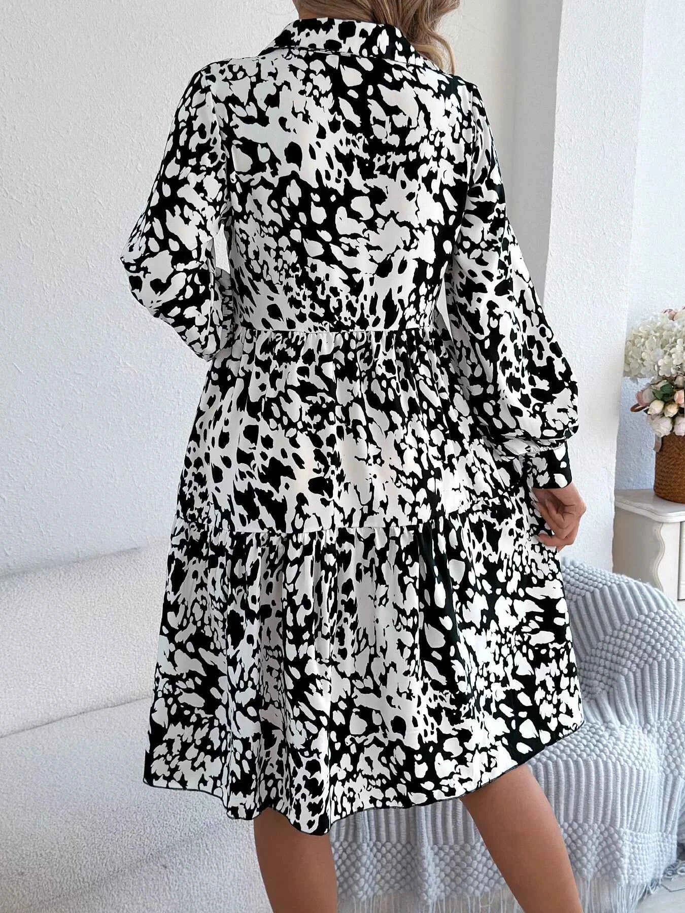 Printed Collared Neck Long Sleeve Dress 54c5282cacaf443b847a3a3d09c1801d-Max-Origin