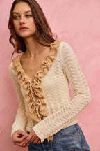 SO ME Pointelle Texture Lightweight Sweater Cardigan 54c7f8305aa54c2384ee6667e9db8764-Max-Origin