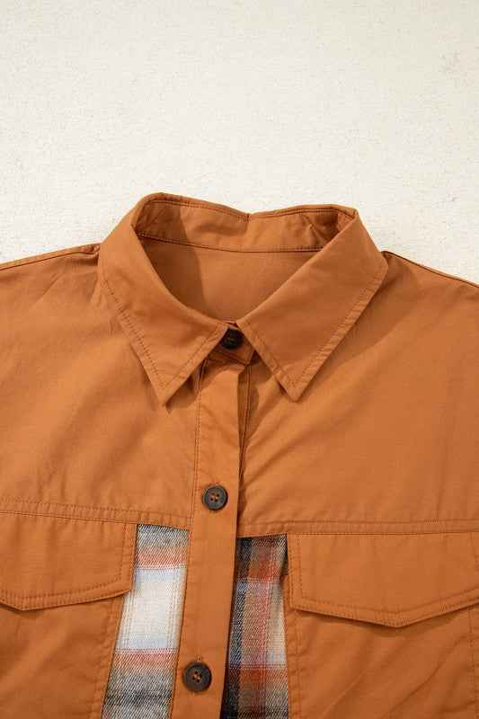 Plaid Patchwork Pocketed Ruffle Hem Shirt Dress 54de7e92-8797-4dd2-9a57-027c9fcdaafa