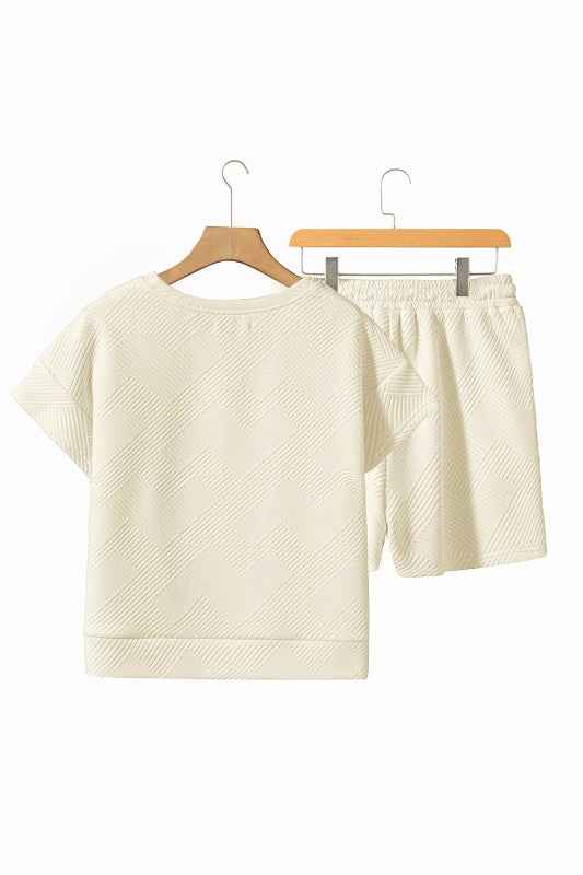 Textured Short Sleeve Top and Shorts Set 54e7eb8c-fa60-4b25-8c4a-c943293b9a34