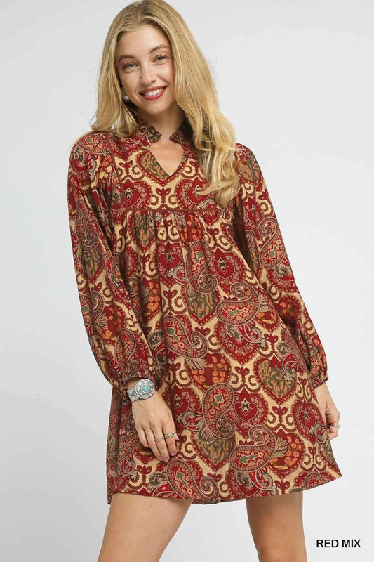 Boho Mix Paisley Babydoll Dress RED MIX 54ef4027-9f74-4536-8568-d85b7cee35b3-Max-Origin