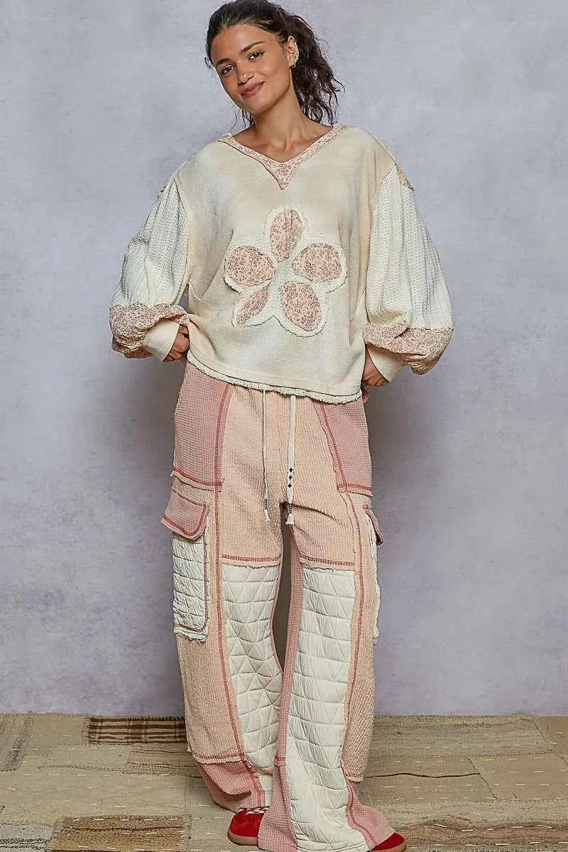 POL Raw Hem Washed Hoodie with Flower Patch 54f40648-beb4-451f-a3e7-0369f992e460-Max-Origin